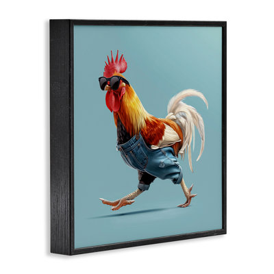 Coq, course avec lunettes de soleil, estampe numérique, conception de Jim Baldwin