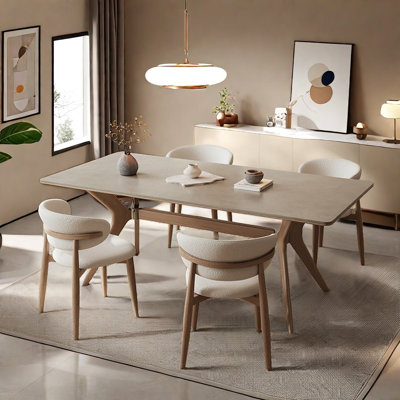 Ensemble de table de salle à manger simple en bois massif.