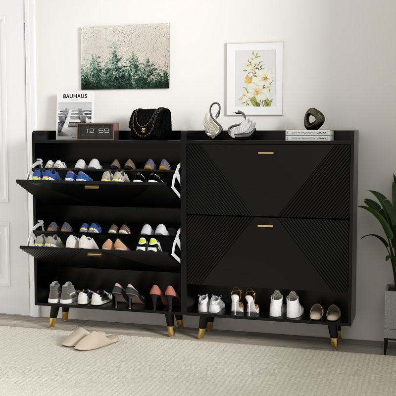 Armoires de rangement pour chaussures, Noir, noir, noir, noir