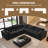 Boneless V-Shaped Modular Corner Sectional 5-Piece Plush Corduroy Sofa,118"W Cloud Couch,No Assembly Required Boneless Couch-814862022