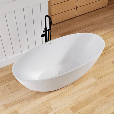 Forma 65'' Freestanding Bathtub Solid Surface Stone Resin Soaking Tub