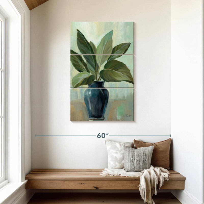 Nature morte Harnek menthe et bleu, H 45 po x l 28 po