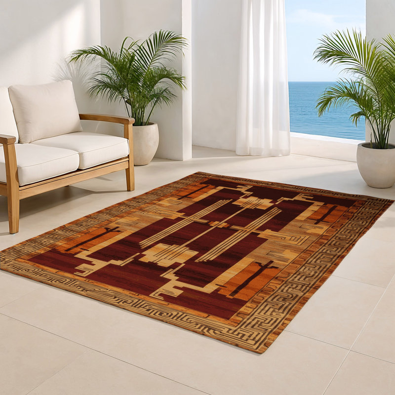 ArtDeco Brown Indoor and Outdoor Area Rug, Rectangle 2' x 3'