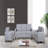 Transitional Button-Tufted Square Arm Upholstered 3-Seater Sofa Couch