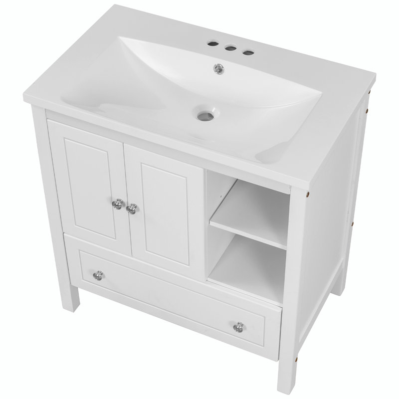 Roenia 30 " W Freestanding Standard Free Standing 1 Single Vanity Bathroom Vanity With Ceramic Top