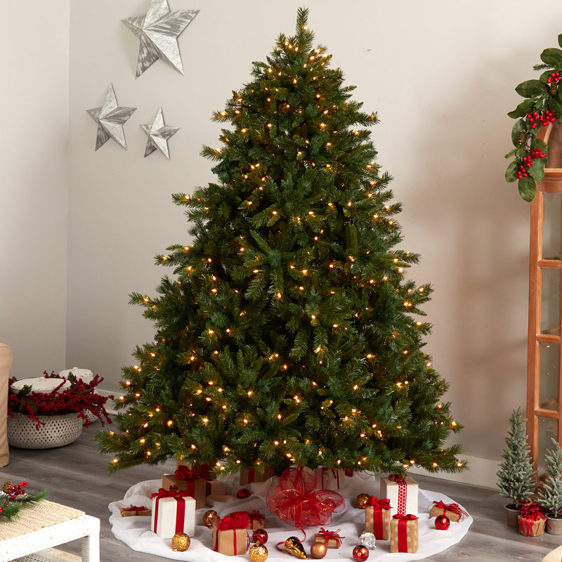 Lighted Artificial Pine Christmas Tree, 8' H