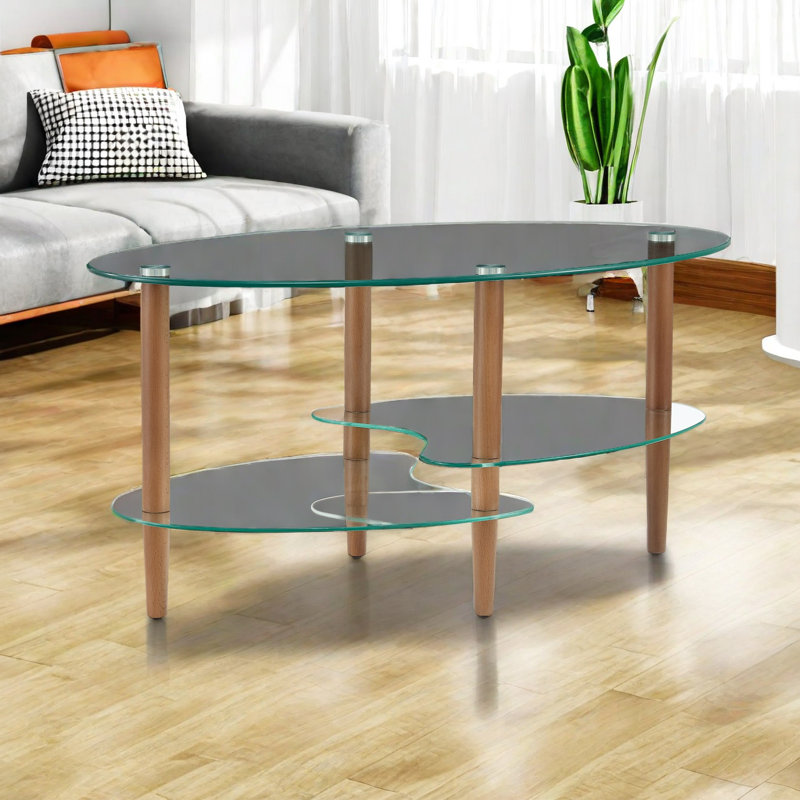 Table basse Larionna, Transparent, Brun