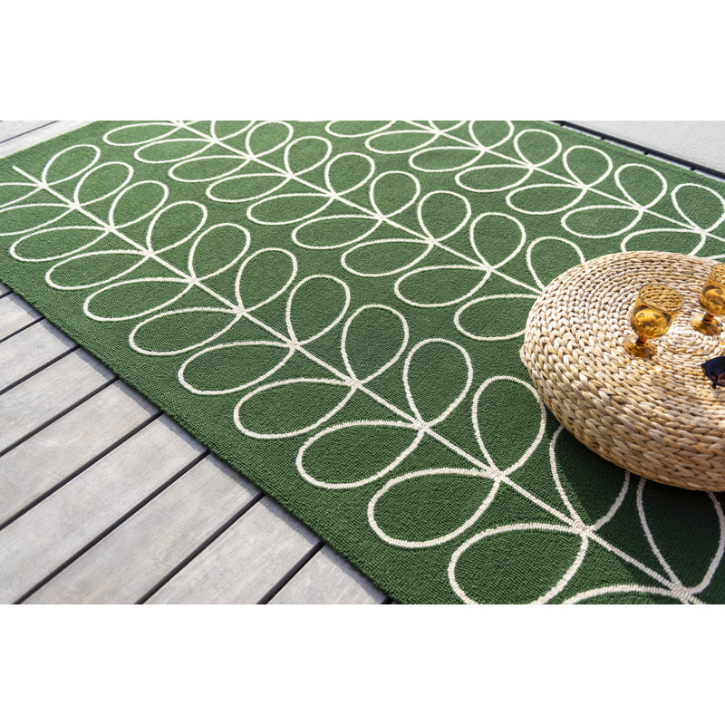 Hand Hooked Floral Area Rug in Jade/Beige, Rectangle 5'3" x 7'6"