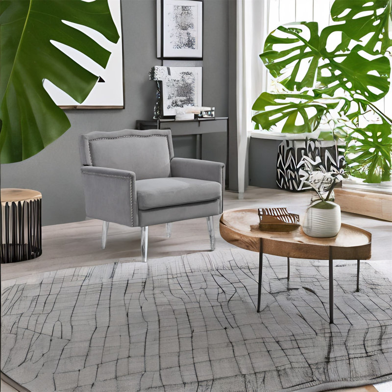 Fauteuil Jeske, Velours gris