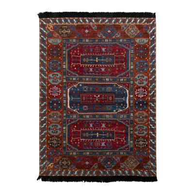 Rug & Kilim’S Tribal Rug In Red And Blue Geometric All Over Pattern