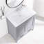 30 pouces Meuble-lavabo gris avec lavabo simple en céramique | Armoire de rangement pour salle de bain avec 2 portes et un tiroir | Fermeture douce | Rangement multifonctionnel | Cadre en bois massif-218680430