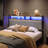 Storage Upholstered Headboard Metal Headboard With Charging Station LED Light And USB Port-1503872572-1503872574