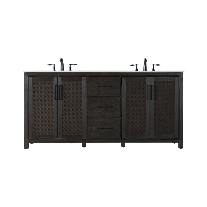 72 inch Double Bathroom Vanity, Chocolate Oak
