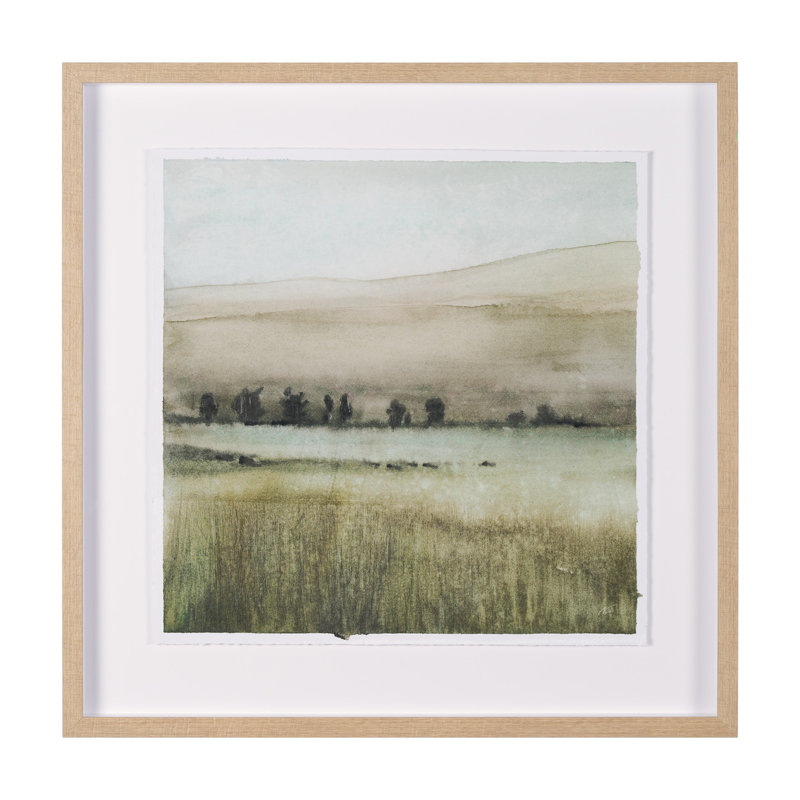 Toile encadrée texturée embellie à la main, Brun, H 31,5 po x l 31,5 po x P 1,6 po, Rolling Fields I