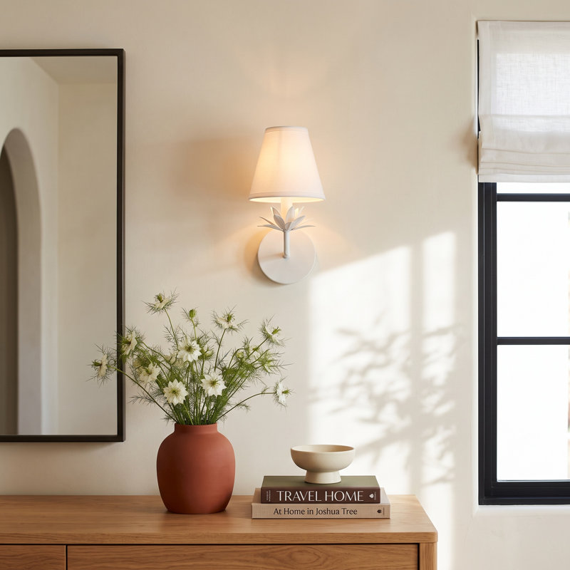 Idalia 1-Light Dimmable Armed Sconce, White