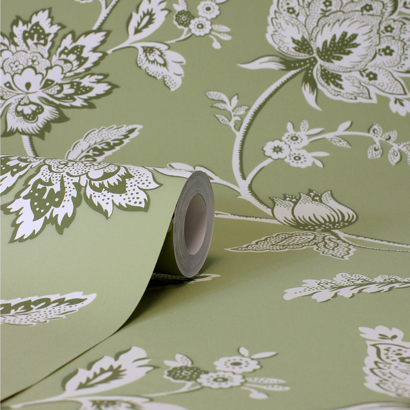 Lark Manor 10.5m x 52cm Floral Wallpaper Roll, Green