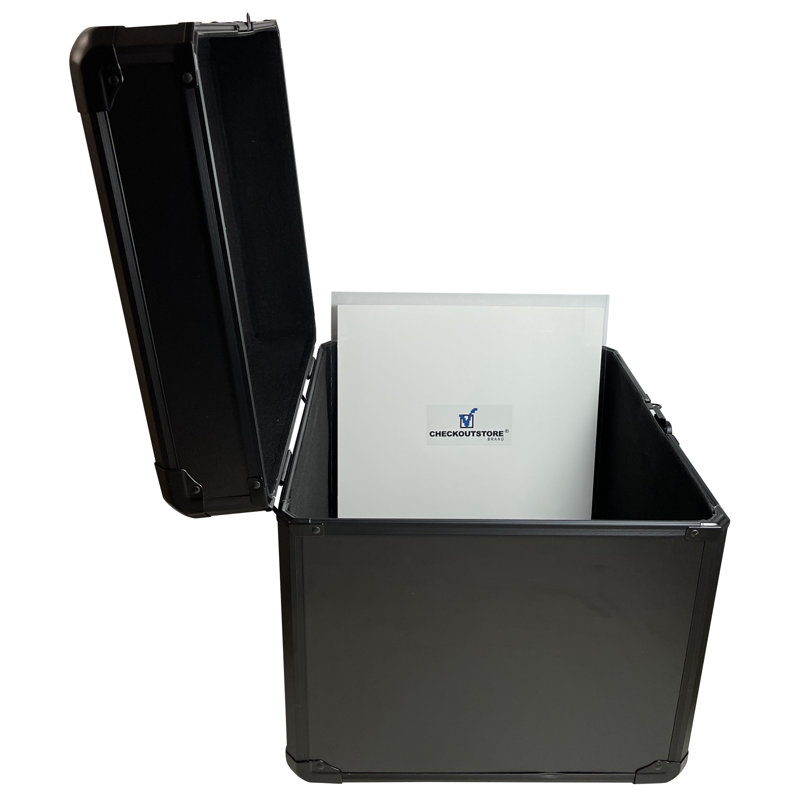 Boîte de rangement pour disque vinyle en vinyle 12 po CheckOutStore (peut contenir 100 disques), Black Limited