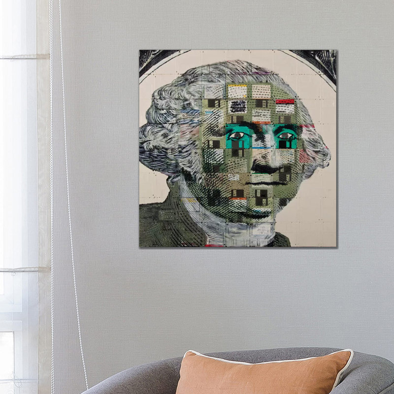 George Washington on Floppy Diskettes 1 Piece Wrapped Canvas Wall Art, 66.04 cm H x 66.04 cm W x 1.91 cm D