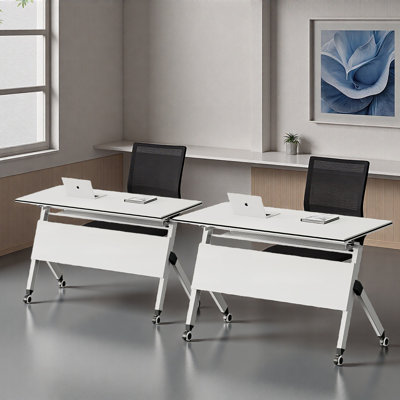 Mobile Folding Conference and Training Table Set by Inbox Zero