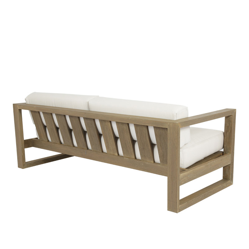 Coastal Teak Patio Sofa with Sunbrella Cushions, Canvas Canvas Sunbrella®
