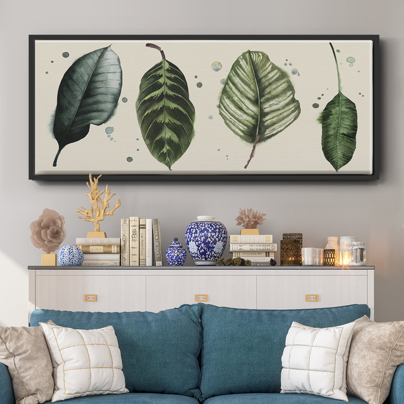 Palm Line- Framed Canvas, 20" H x 50" W