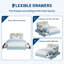 Structure de lit double avec tête de lit et lumières DEL RVB, 2 tiroirs sous le lit, tête de lit réglable, velours bleu non nécessaire-130632830-130632835