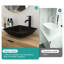 Lavabo de salle de bain moderne noir mat - vasque en verre trempé et robinet avec bonde escamotable