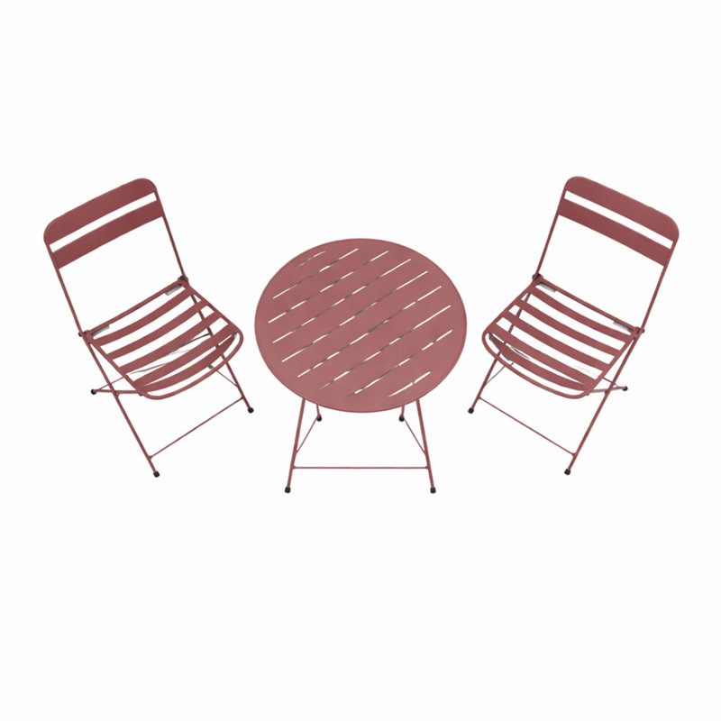 28-in H 3-piece Metal Folding Bistro Set , Red, Red