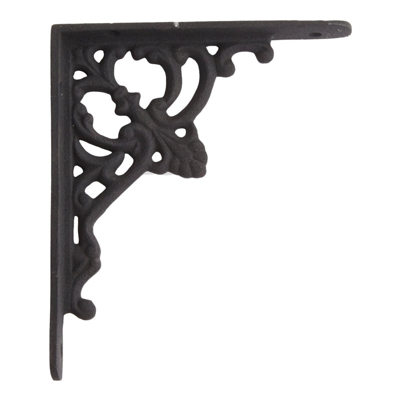 Fleur De Lis Cast Iron Shelf Bracket, Black Powder Coat, 5.25" H x 4.25" W x 0.75" D