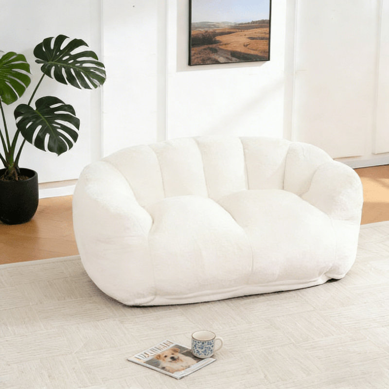 Chaise ronde en velours côtelé Corduroy, Beige