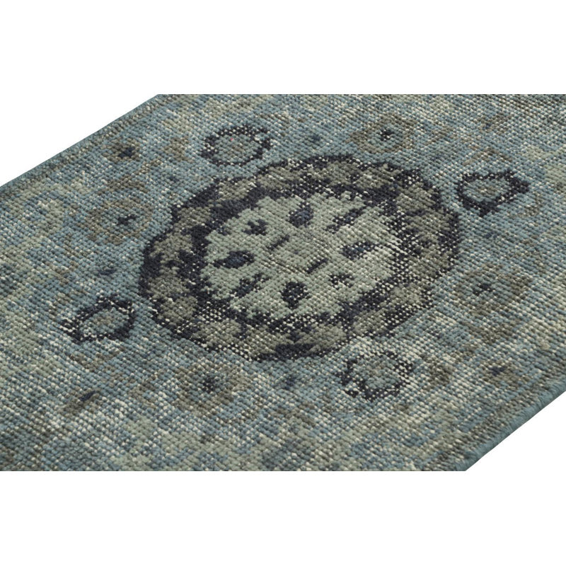 Distressed Homage Hand Knotted Wool Geometric Area Rug, Rectangle 8' x 10'