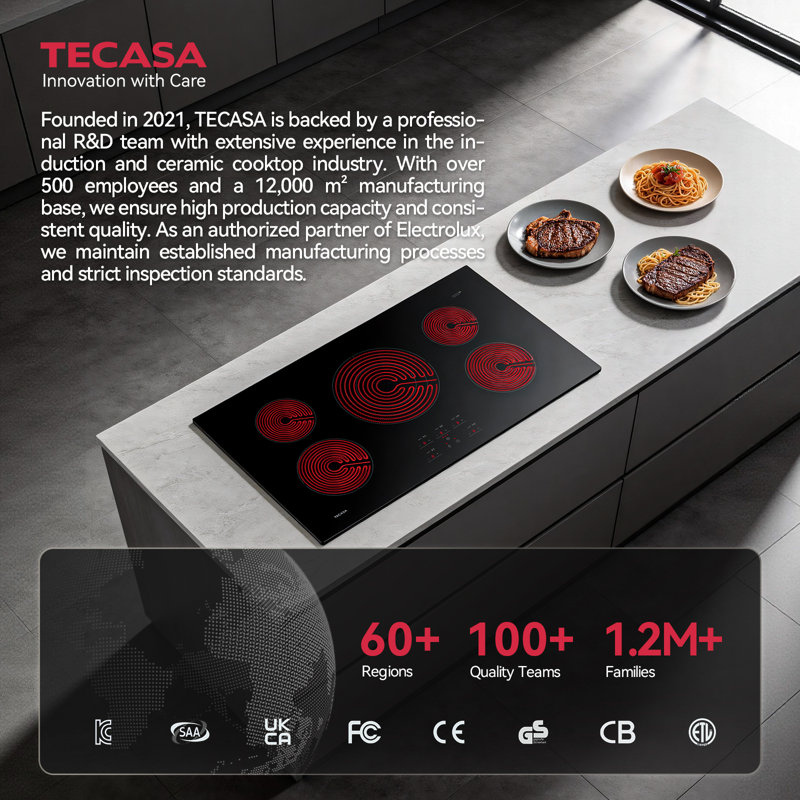 Tecasa 30 Inch 4 Burners Induction Cooktop, Built In with Boost Function and Touch Control, Black