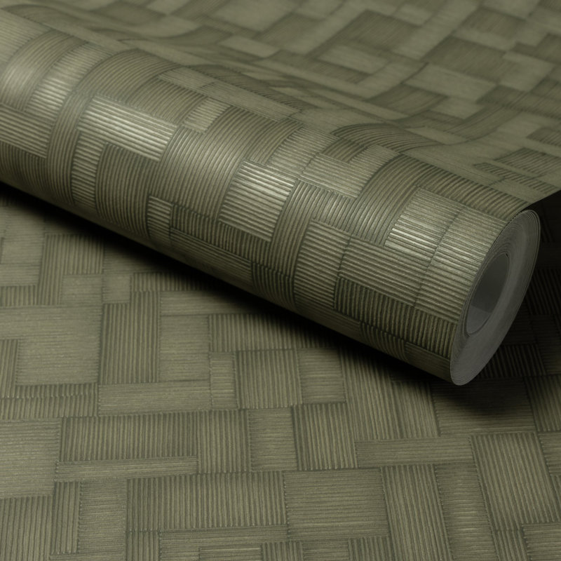 Structured Walls Collection All-Over Geometric Wallpaper Roll, Green