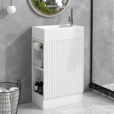 18.6" Blazice Vanity With Sink, Blazice Vanity Cabinet With Two-Tier Shelf, Left Or Right Orientation