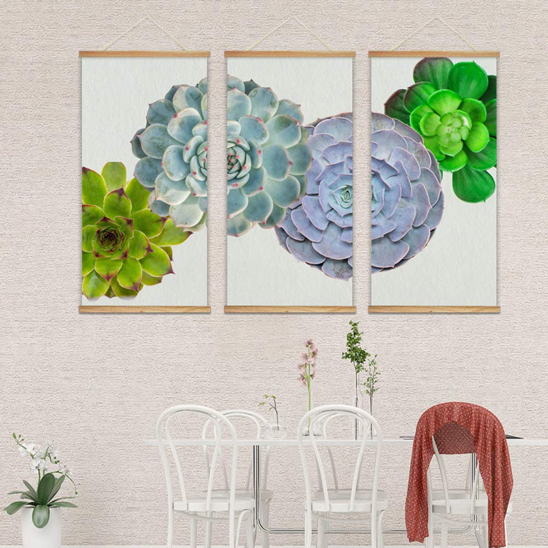 Succulente affiche botanique suspendue florale avec cadres en bois