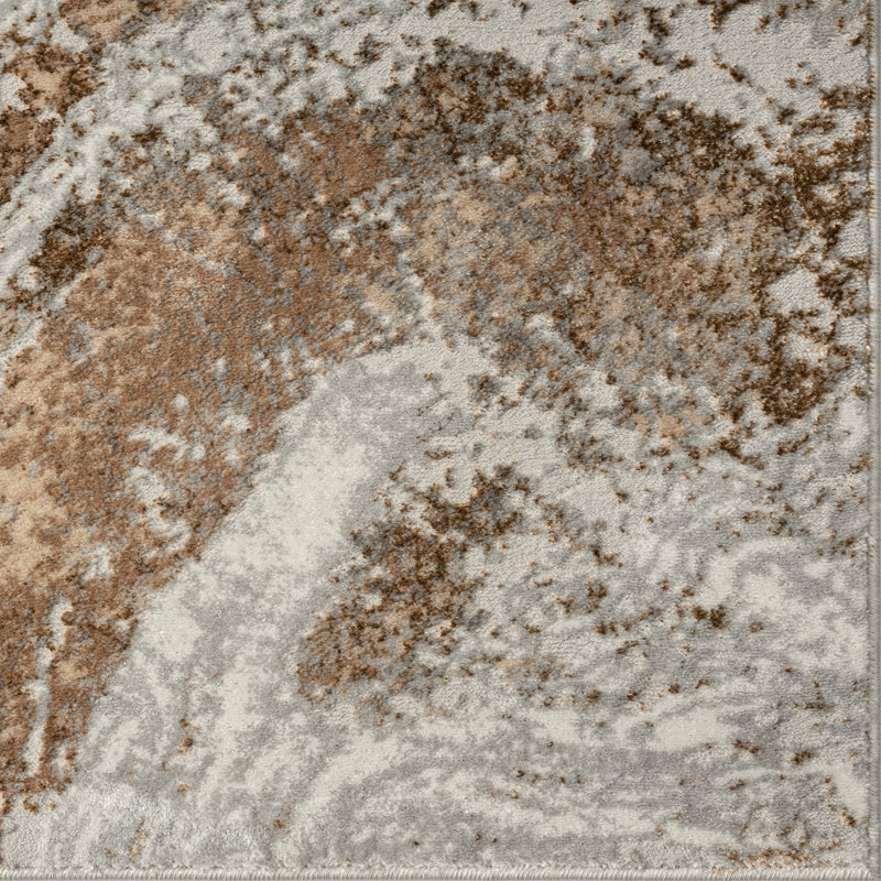Tapis brun / beige à motif abstrait marbré, Rectangle 2 pi x 3 pi