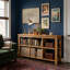 Longue console rustique, 3 tablettes de rangement réglables en bois