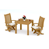 4 Seats 5 Pcs Grade-A Teak Wood Dining Set: 36" Square Table And 4 Warwick Reclining Arm Chairs #11Wa0804
