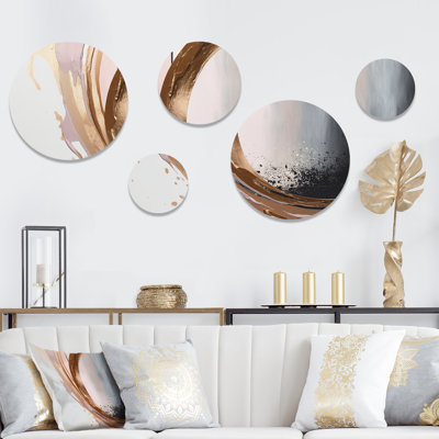 Rosegold Half Circles Boho V - Modern Shapes Transitional Metal Wall Décor