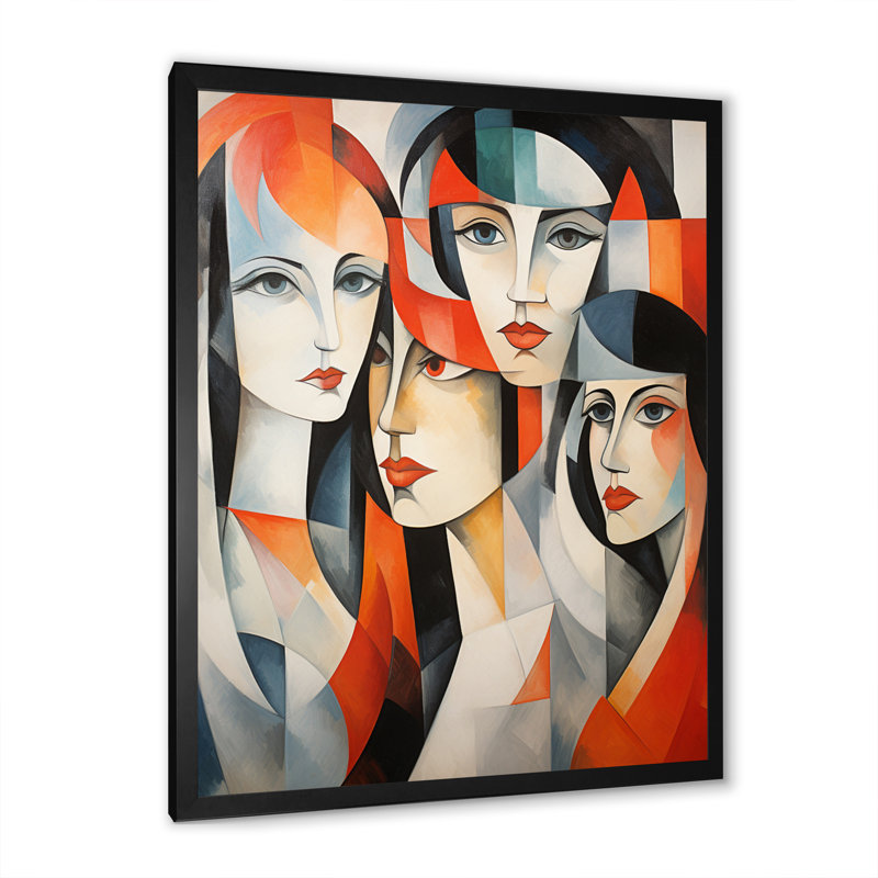 Impression sur toile, ontine cubisme, Les Demoiselles Davignon I, H 20 po x l 12 po x P 1 po, Cadre photo noir