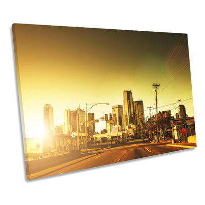 Dallas Texas Sunset City - Wrapped Canvas Print