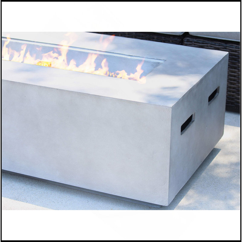Concrete Propane Outdoor Fire Pit Table, Cream White