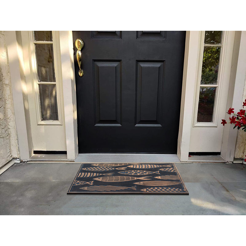 Fish 18" W x 30" L Non-Slip Rubber Door Mat