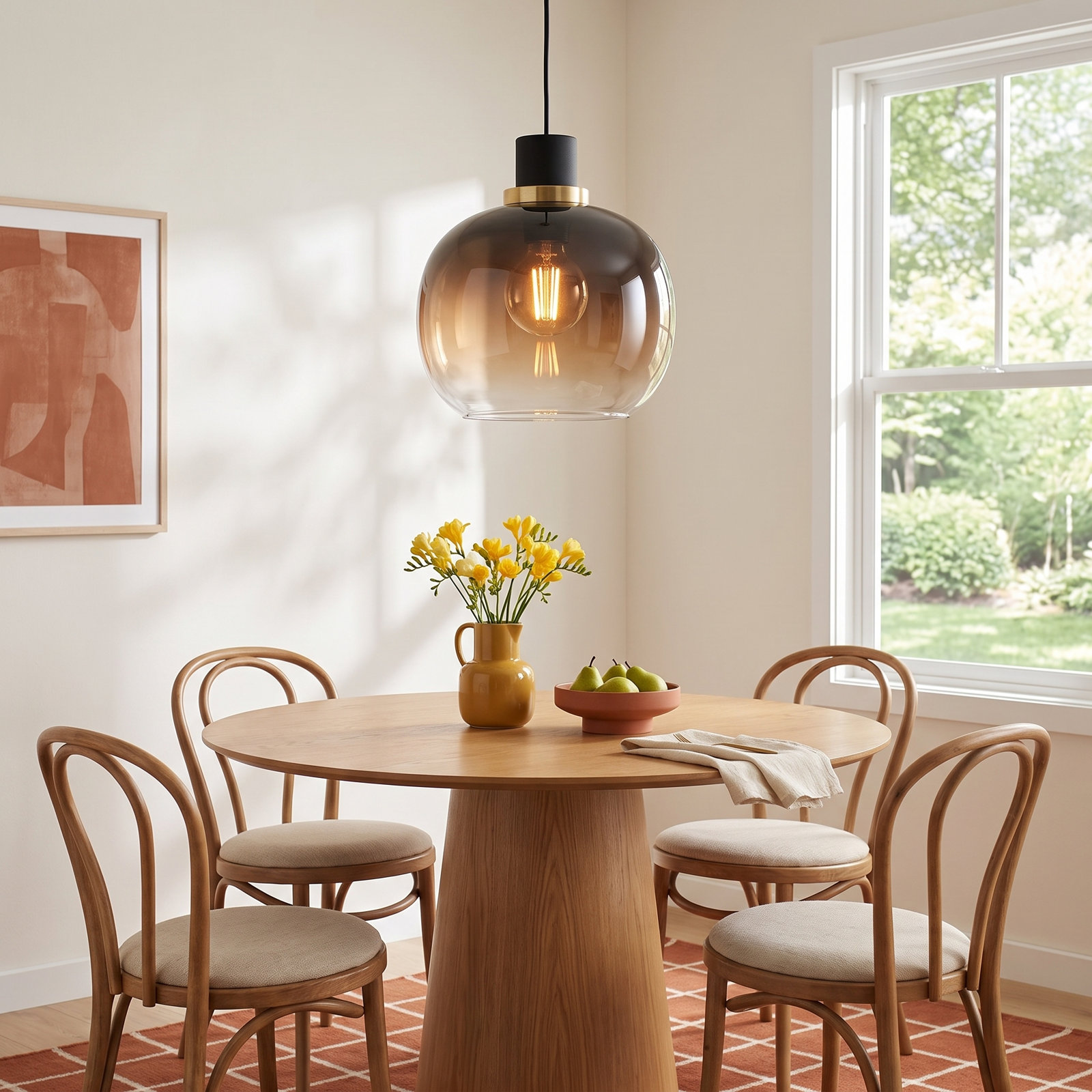 Chittering Single Light Glass Dimmable Pendant