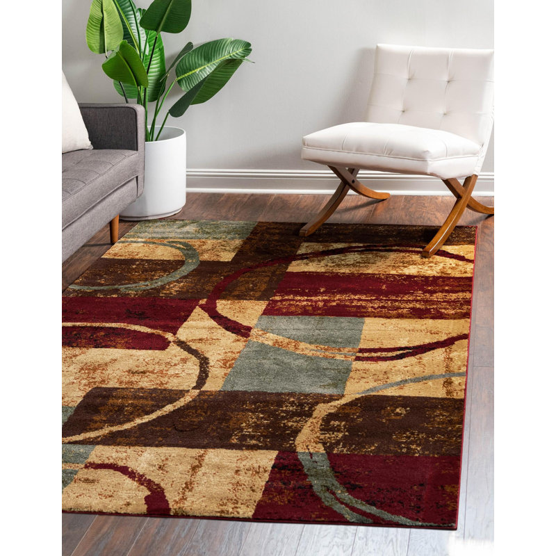 Tapis multicolore à motif géométrique Adetomiwa, Rectangle 9 pi x 12 pi
