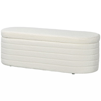 Bernfel 45.7-inch Teddy Fleece Upholstered Storage Ottoman