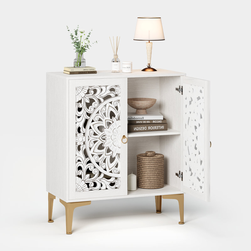 Commode d'appoint blanche, armoire d'appoint avec portes, buffet pour le salon