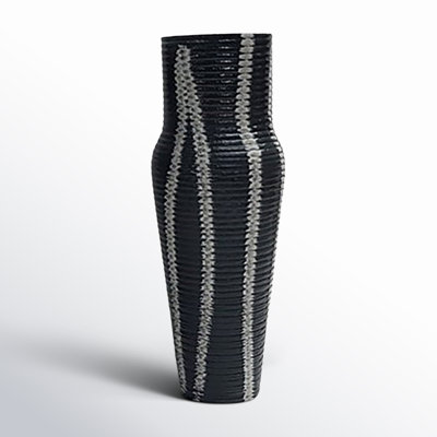 Rosey Patterned Grey Metal Vase
