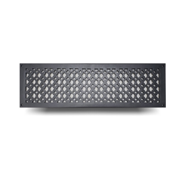 Grille murale en métal, Noir, 6" x 24"