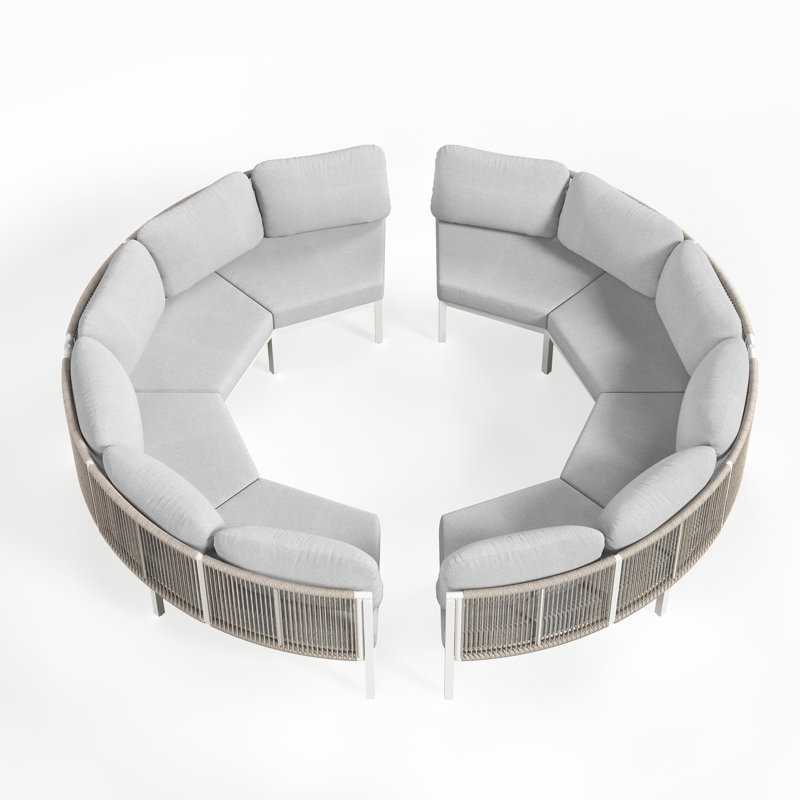 8 - Person Aluminum Modular Outdoor Patio Set with Cushions, Light Gray